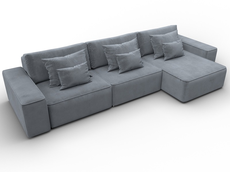 Диван угловой Лига-074 угол универсальный, Велюр, TOWER 10 серый