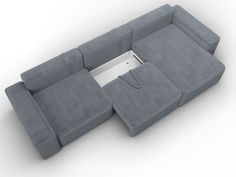 Диван угловой Лига-074 угол универсальный, Велюр, TOWER 10 серый