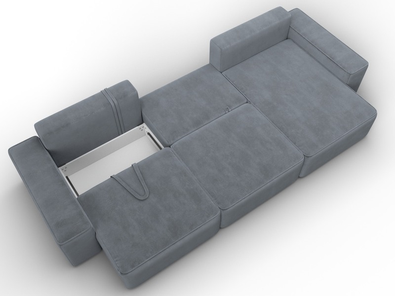 Диван угловой Лига-074 угол универсальный, Велюр, TOWER 10 серый