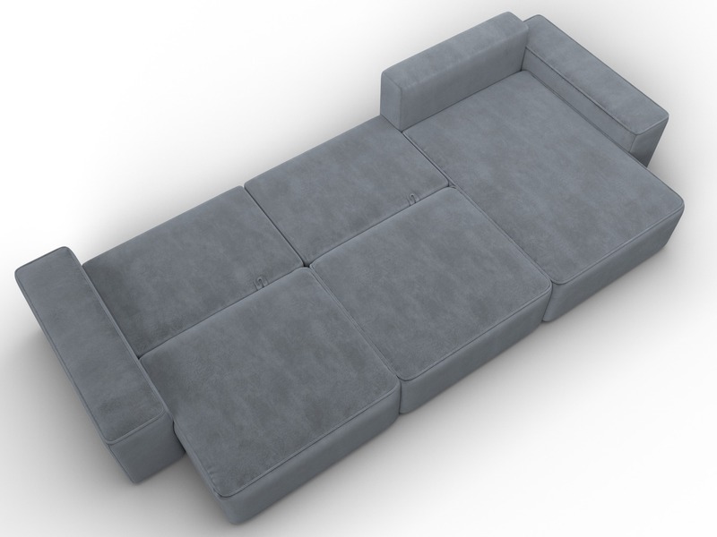 Диван угловой Лига-074 угол универсальный, Велюр, TOWER 10 серый