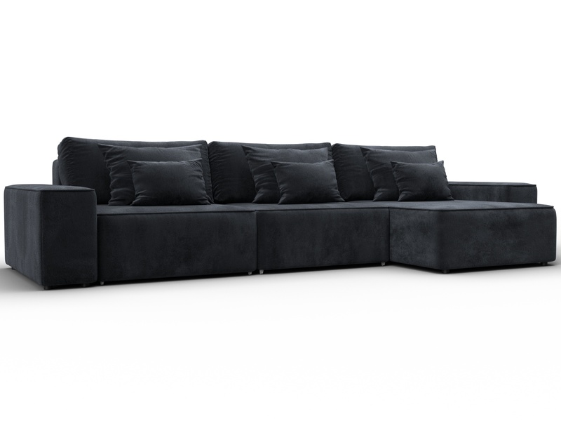 Диван угловой Лига-074 угол универсальный, Велюр, TOWER 11 темно-серый