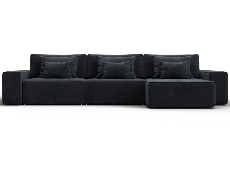 Диван угловой Лига-074 угол универсальный, Велюр, TOWER 11 темно-серый