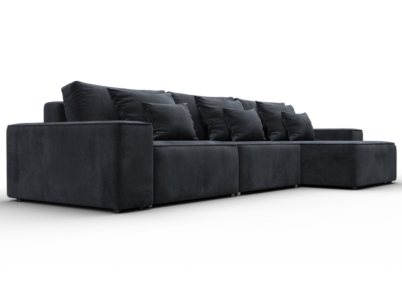 Диван угловой Лига-074 угол универсальный, Велюр, TOWER 11 темно-серый