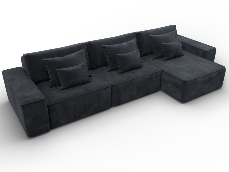 Диван угловой Лига-074 угол универсальный, Велюр, TOWER 11 темно-серый