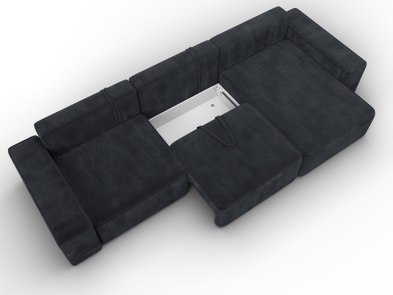 Диван угловой Лига-074 угол универсальный, Велюр, TOWER 11 темно-серый