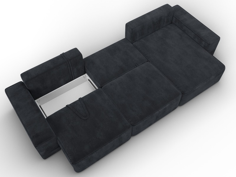 Диван угловой Лига-074 угол универсальный, Велюр, TOWER 11 темно-серый