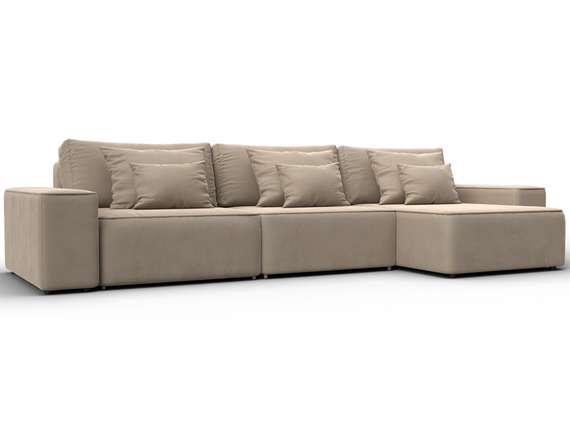 Диван угловой Лига-074 угол универсальный, Велюр, SEVEN 729 бежевый