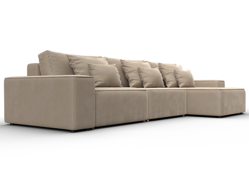 Диван угловой Лига-074 угол универсальный, Велюр, SEVEN 729 бежевый