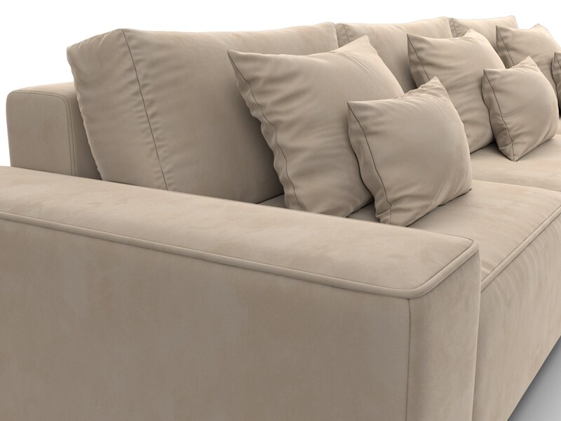 Диван угловой Лига-074 угол универсальный, Велюр, SEVEN 729 бежевый