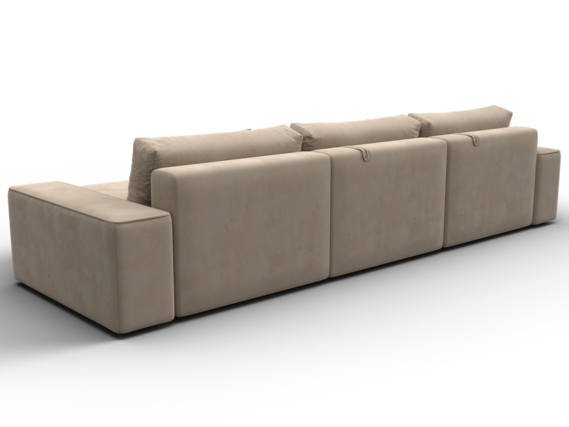 Диван угловой Лига-074 угол универсальный, Велюр, SEVEN 729 бежевый