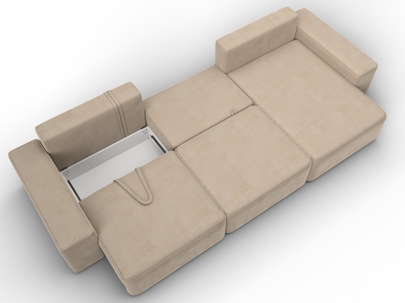 Диван угловой Лига-074 угол универсальный, Велюр, SEVEN 729 бежевый
