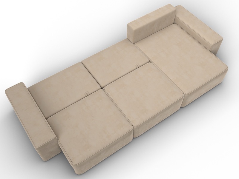 Диван угловой Лига-074 угол универсальный, Велюр, SEVEN 729 бежевый