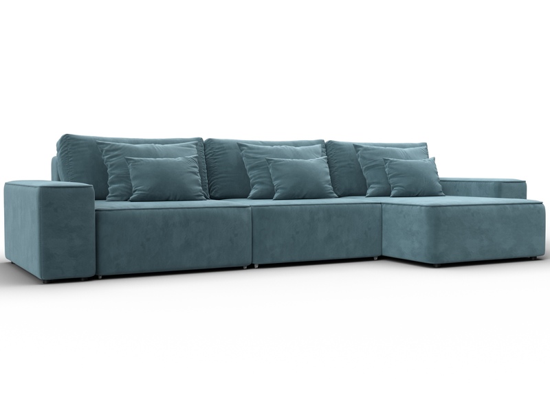 Диван угловой Лига-074 угол универсальный, Велюр, SEVEN 113 бирюзовый