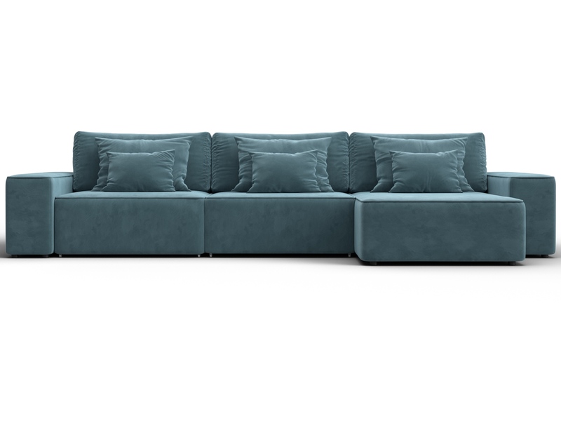 Диван угловой Лига-074 угол универсальный, Велюр, SEVEN 113 бирюзовый