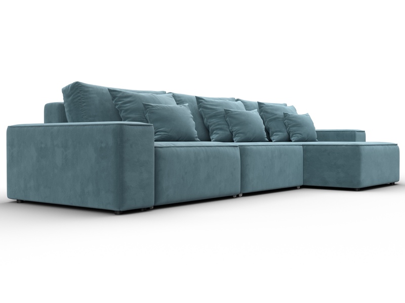 Диван угловой Лига-074 угол универсальный, Велюр, SEVEN 113 бирюзовый
