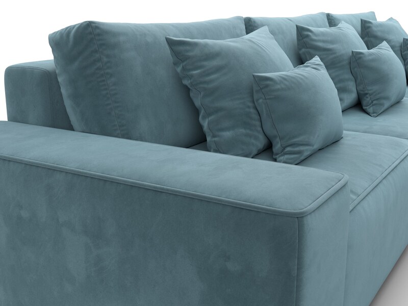 Диван угловой Лига-074 угол универсальный, Велюр, SEVEN 113 бирюзовый