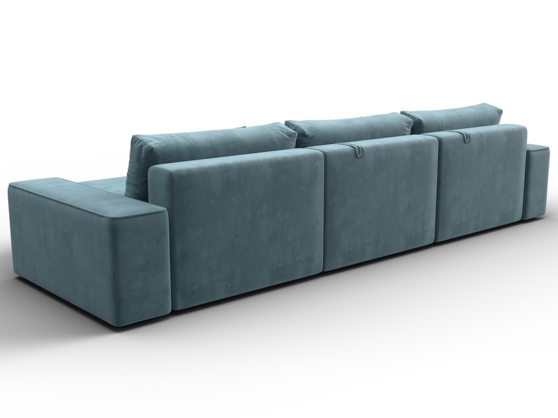 Диван угловой Лига-074 угол универсальный, Велюр, SEVEN 113 бирюзовый