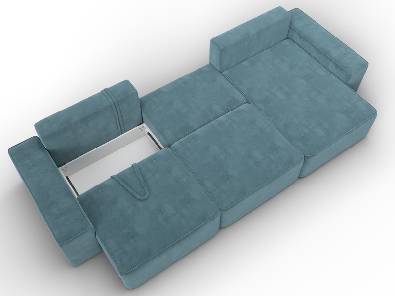 Диван угловой Лига-074 угол универсальный, Велюр, SEVEN 113 бирюзовый