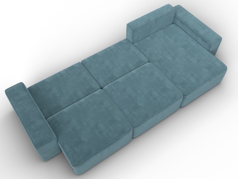Диван угловой Лига-074 угол универсальный, Велюр, SEVEN 113 бирюзовый
