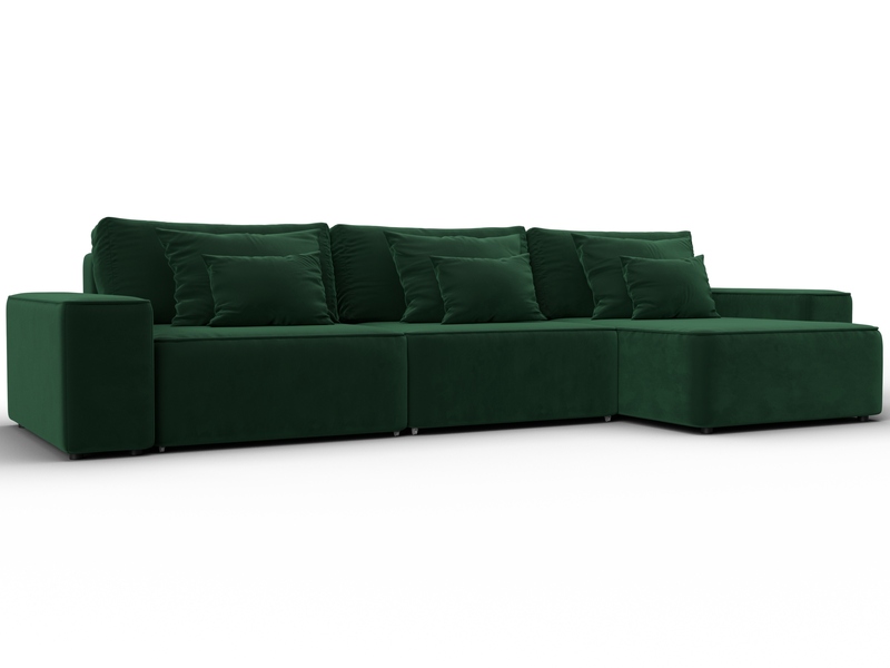 Диван угловой Лига-074 угол универсальный, Велюр, SEVEN 626 зеленый