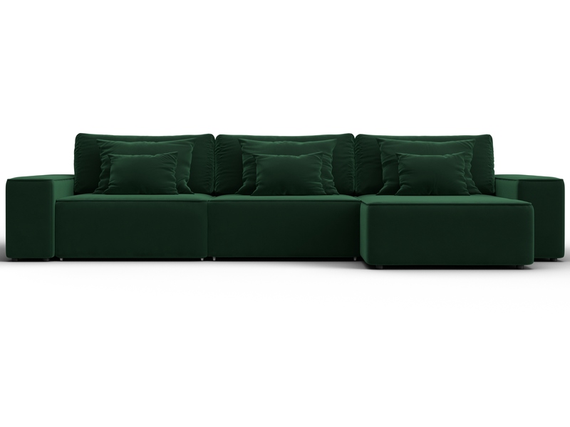Диван угловой Лига-074 угол универсальный, Велюр, SEVEN 626 зеленый