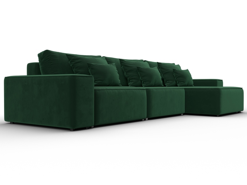 Диван угловой Лига-074 угол универсальный, Велюр, SEVEN 626 зеленый