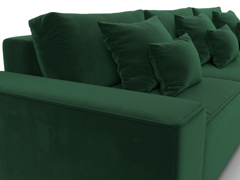 Диван угловой Лига-074 угол универсальный, Велюр, SEVEN 626 зеленый