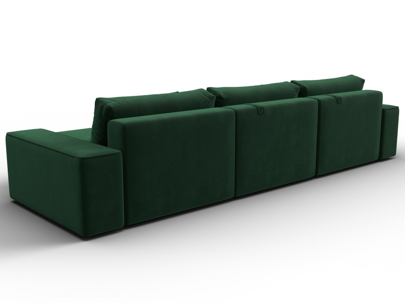 Диван угловой Лига-074 угол универсальный, Велюр, SEVEN 626 зеленый