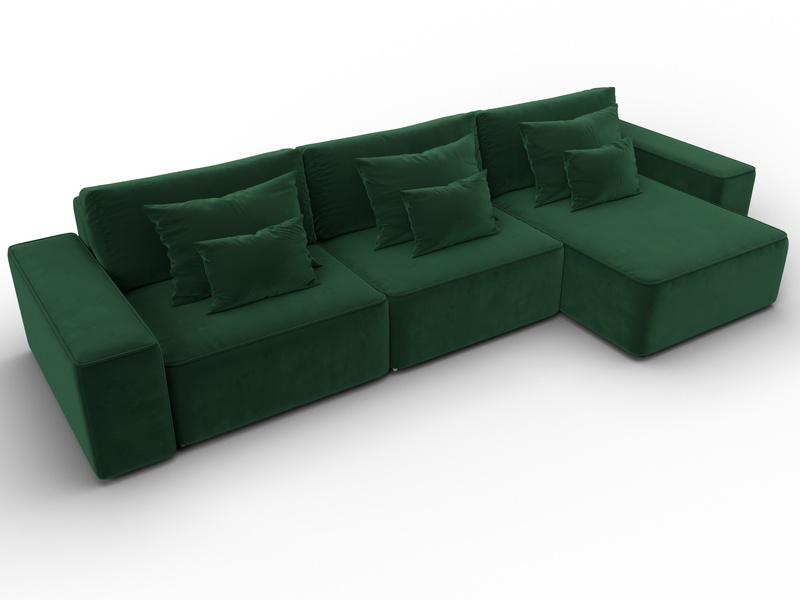 Диван угловой Лига-074 угол универсальный, Велюр, SEVEN 626 зеленый