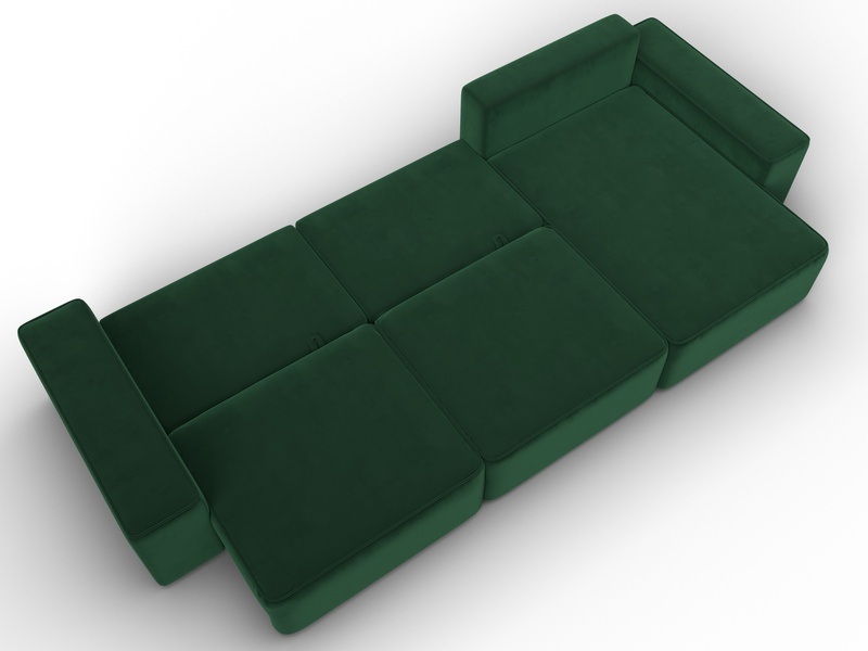 Диван угловой Лига-074 угол универсальный, Велюр, SEVEN 626 зеленый