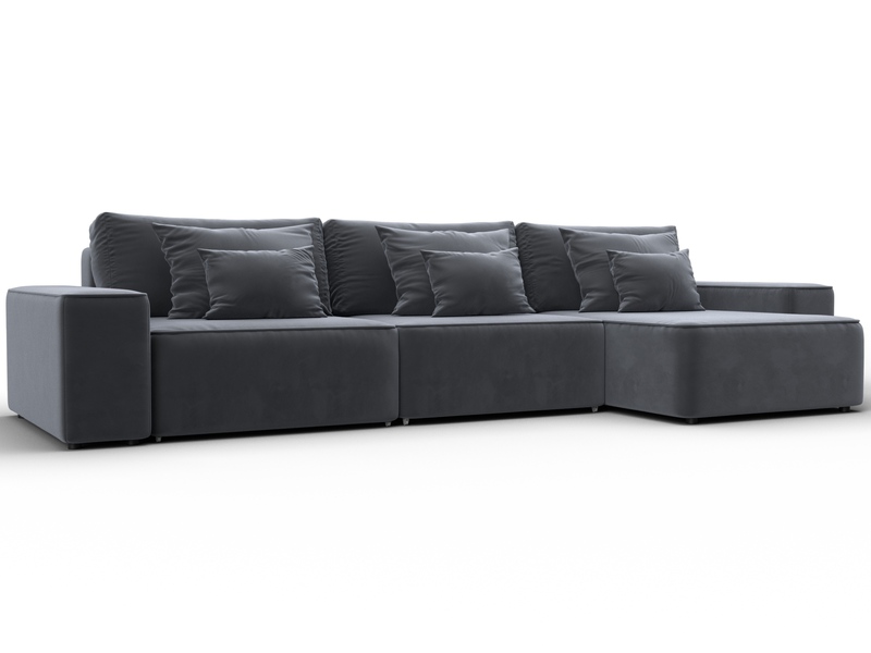 Диван угловой Лига-074 угол универсальный, Велюр, SEVEN 17 серый