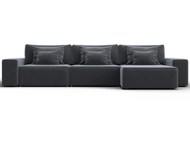 Диван угловой Лига-074 угол универсальный, Велюр, SEVEN 17 серый