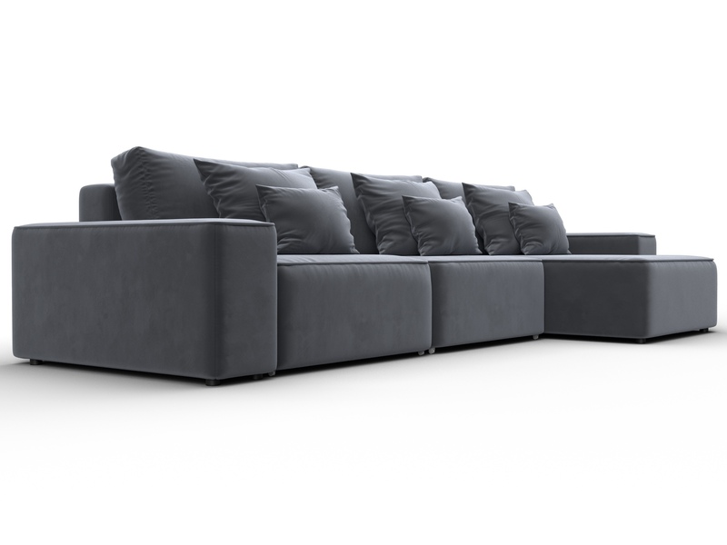 Диван угловой Лига-074 угол универсальный, Велюр, SEVEN 17 серый