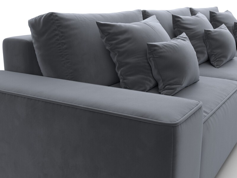 Диван угловой Лига-074 угол универсальный, Велюр, SEVEN 17 серый