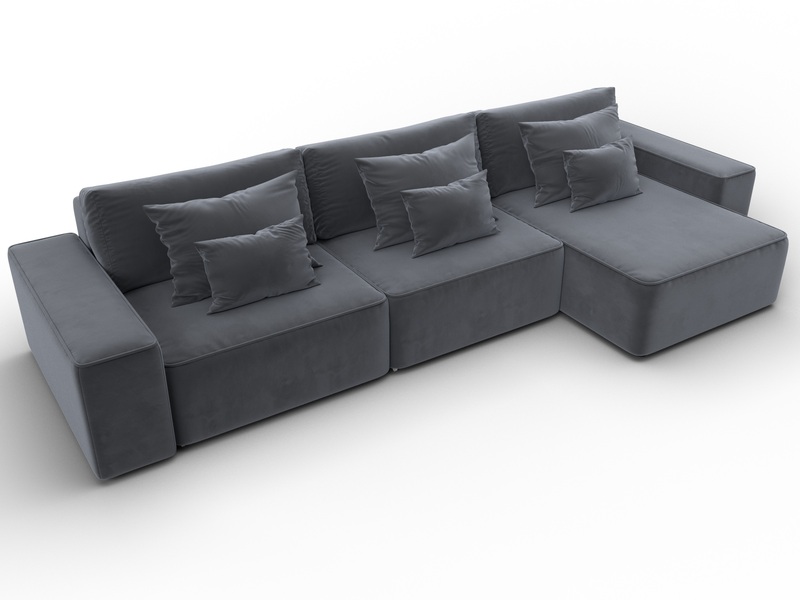 Диван угловой Лига-074 угол универсальный, Велюр, SEVEN 17 серый