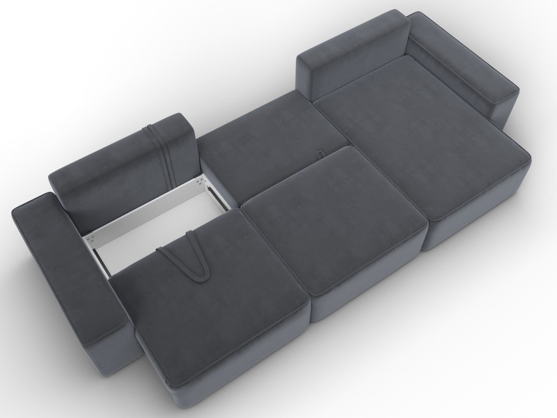 Диван угловой Лига-074 угол универсальный, Велюр, SEVEN 17 серый