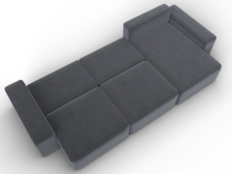 Диван угловой Лига-074 угол универсальный, Велюр, SEVEN 17 серый