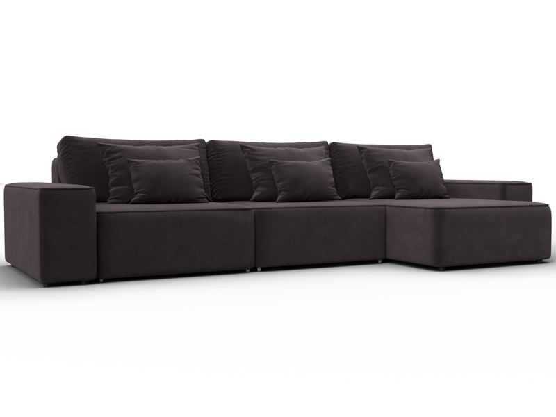 Диван угловой Лига-074 угол универсальный, Велюр, SEVEN 727 коричневый