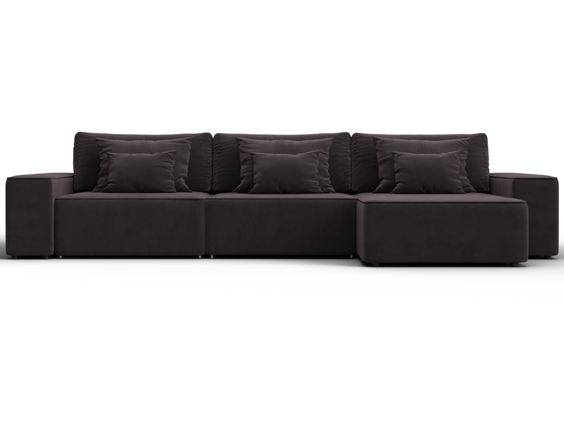 Диван угловой Лига-074 угол универсальный, Велюр, SEVEN 727 коричневый