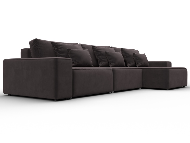 Диван угловой Лига-074 угол универсальный, Велюр, SEVEN 727 коричневый