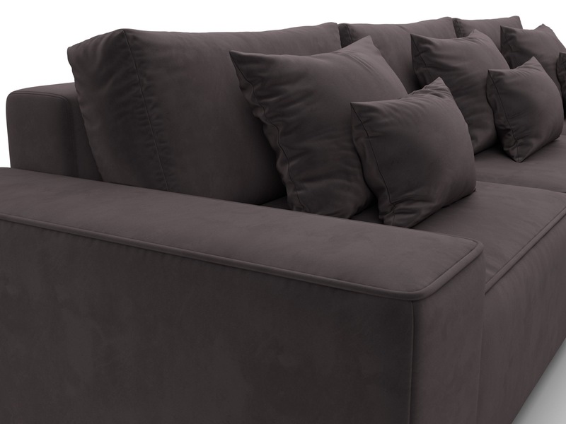 Диван угловой Лига-074 угол универсальный, Велюр, SEVEN 727 коричневый