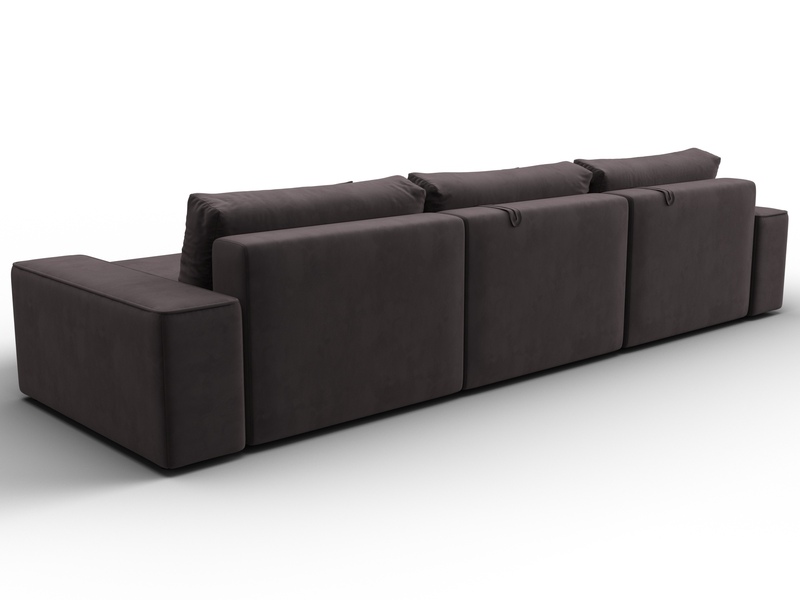 Диван угловой Лига-074 угол универсальный, Велюр, SEVEN 727 коричневый