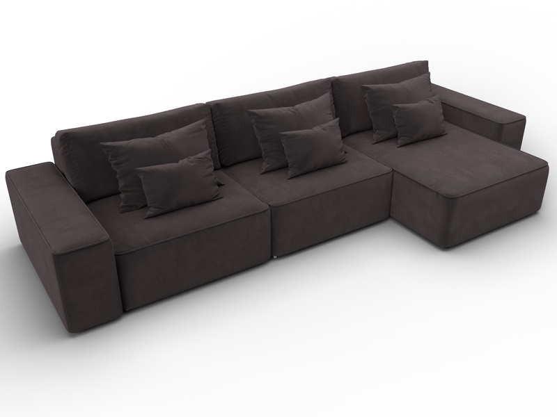 Диван угловой Лига-074 угол универсальный, Велюр, SEVEN 727 коричневый