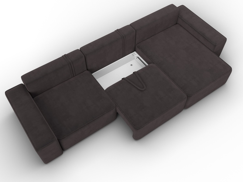 Диван угловой Лига-074 угол универсальный, Велюр, SEVEN 727 коричневый