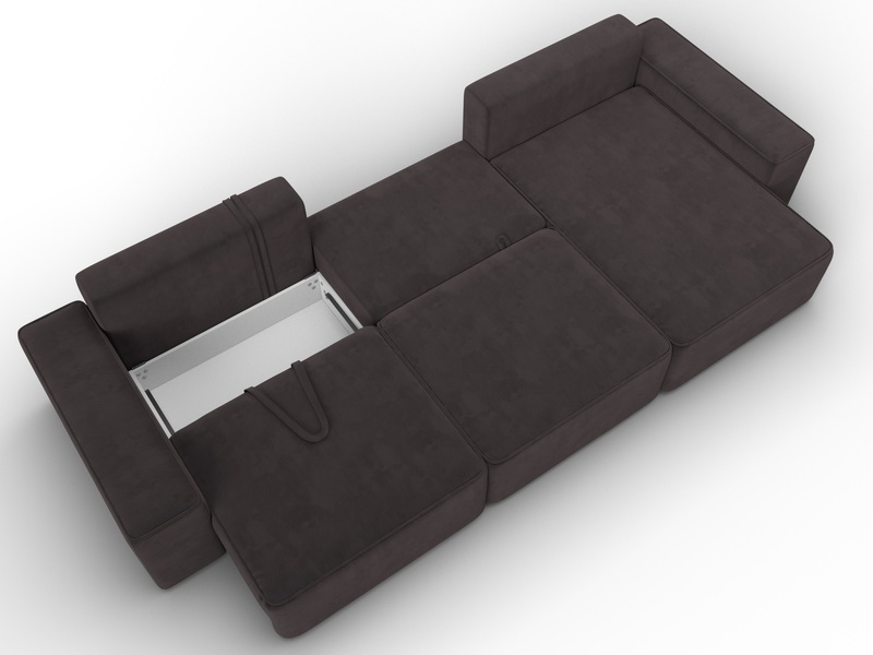 Диван угловой Лига-074 угол универсальный, Велюр, SEVEN 727 коричневый
