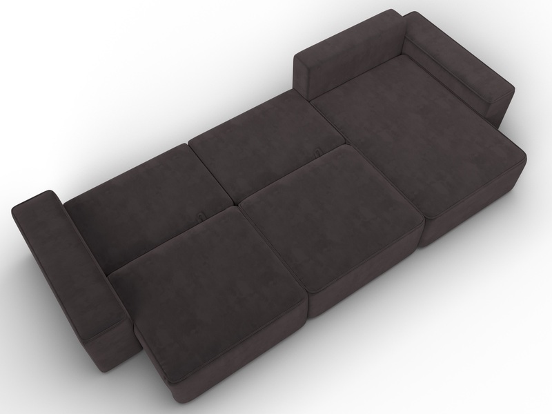Диван угловой Лига-074 угол универсальный, Велюр, SEVEN 727 коричневый