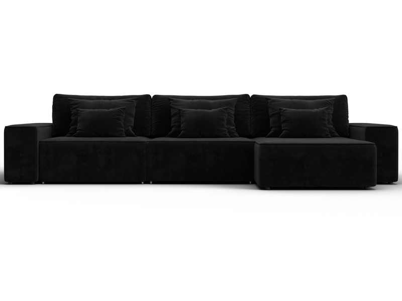 Диван угловой Лига-074 угол универсальный, Велюр, SEVEN 35 черный