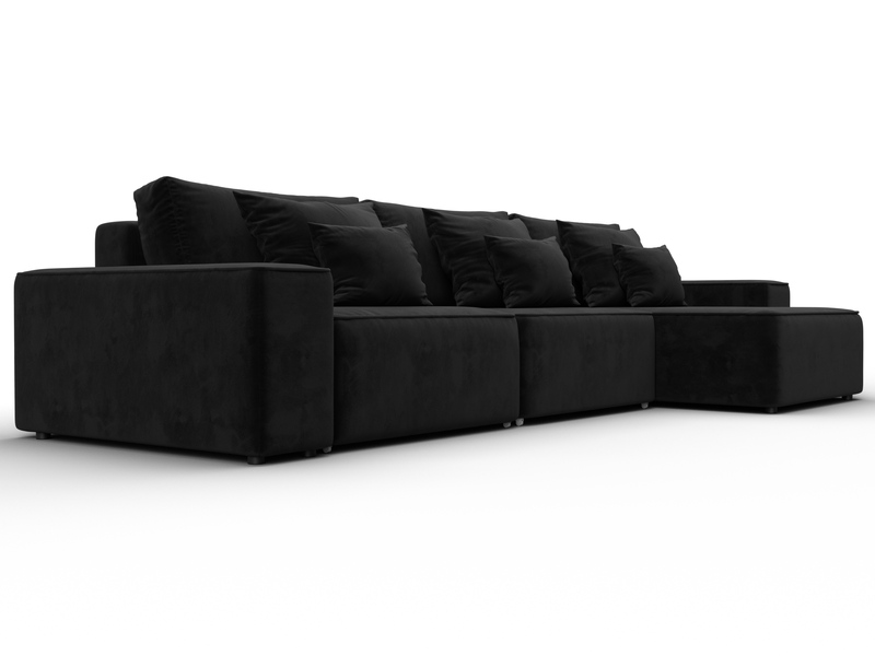 Диван угловой Лига-074 угол универсальный, Велюр, SEVEN 35 черный