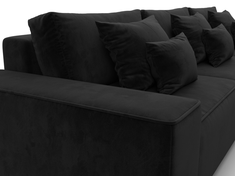 Диван угловой Лига-074 угол универсальный, Велюр, SEVEN 35 черный