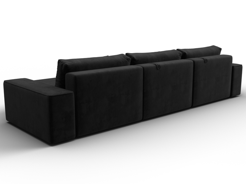 Диван угловой Лига-074 угол универсальный, Велюр, SEVEN 35 черный